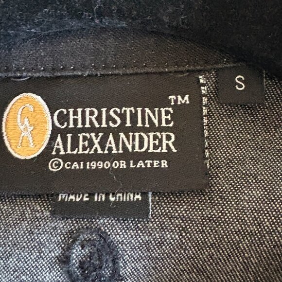 Christine Alexander Women Denim Black Jacket Size S Button Up Rhinestone Stretch - Picture 4 of 13